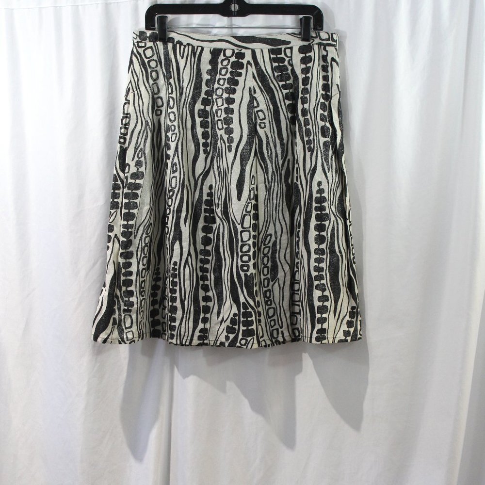 WDNY Black White Shimmery Linen Blend A Line Skirt NWT